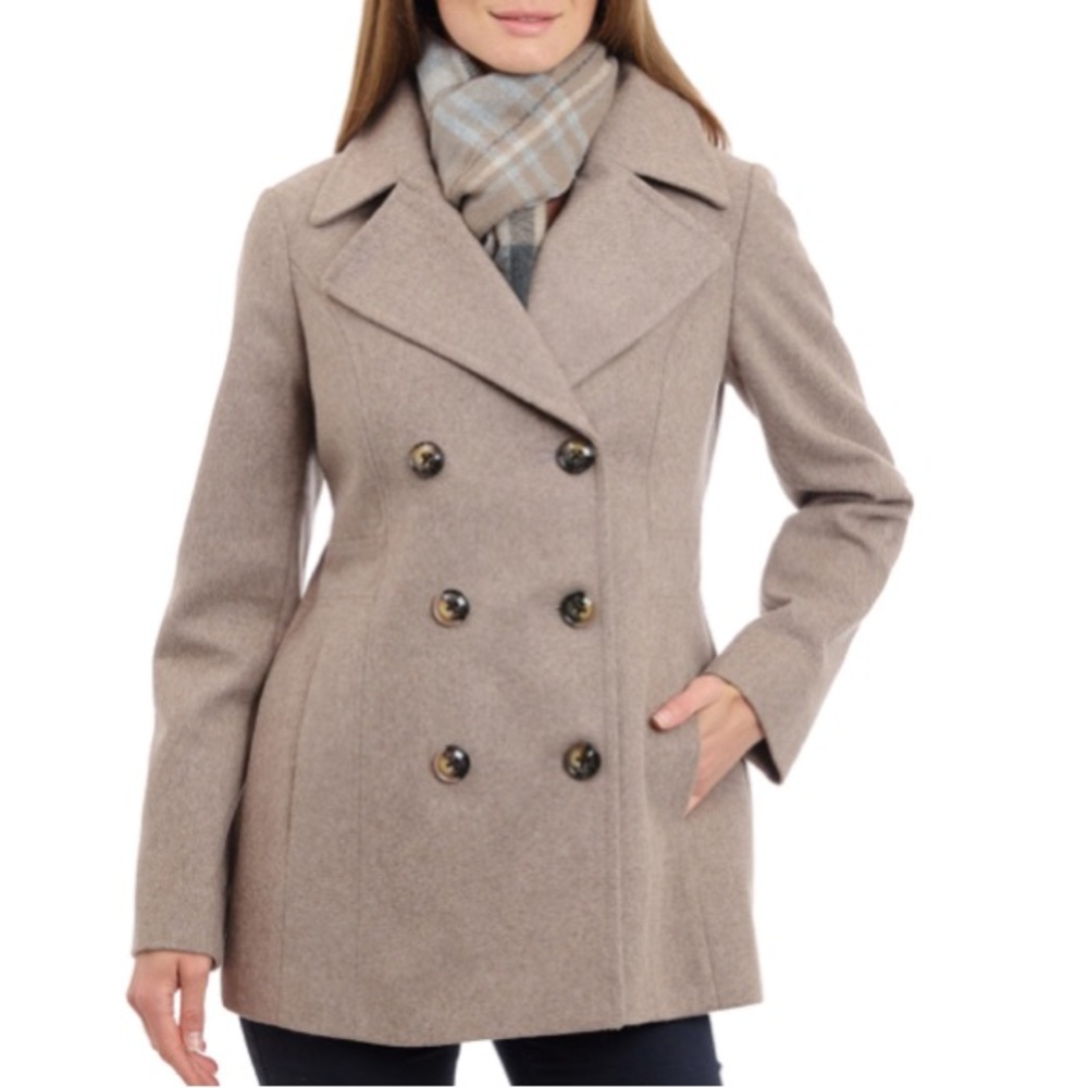 London Fog Women's Classic Beige Pea Coat